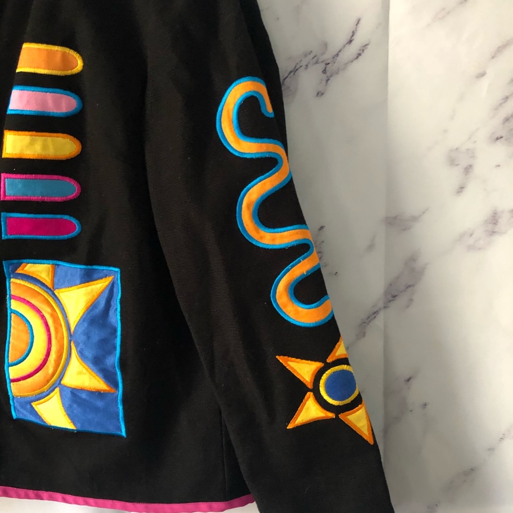 VINTAGE INDIGO MOON RETRO FUNKY EMBROIDERED BLAZER JACKET - Picture 5 of 11